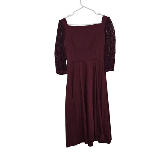 Hearts & Roses Retro 50’s Pinup Lace Sweetheart Dress Size 6 Small Burgundy - Picture 4 of 8